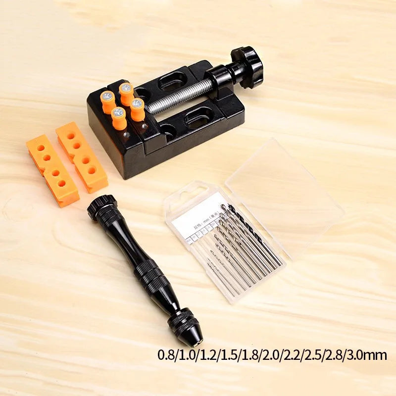 Hand Drill Set - Manual Pin Vise with 10 Mini Drill Bits 0.8 - 3 mm for  Jewelry MakingResin, Hobby Projects Push Hand Drill