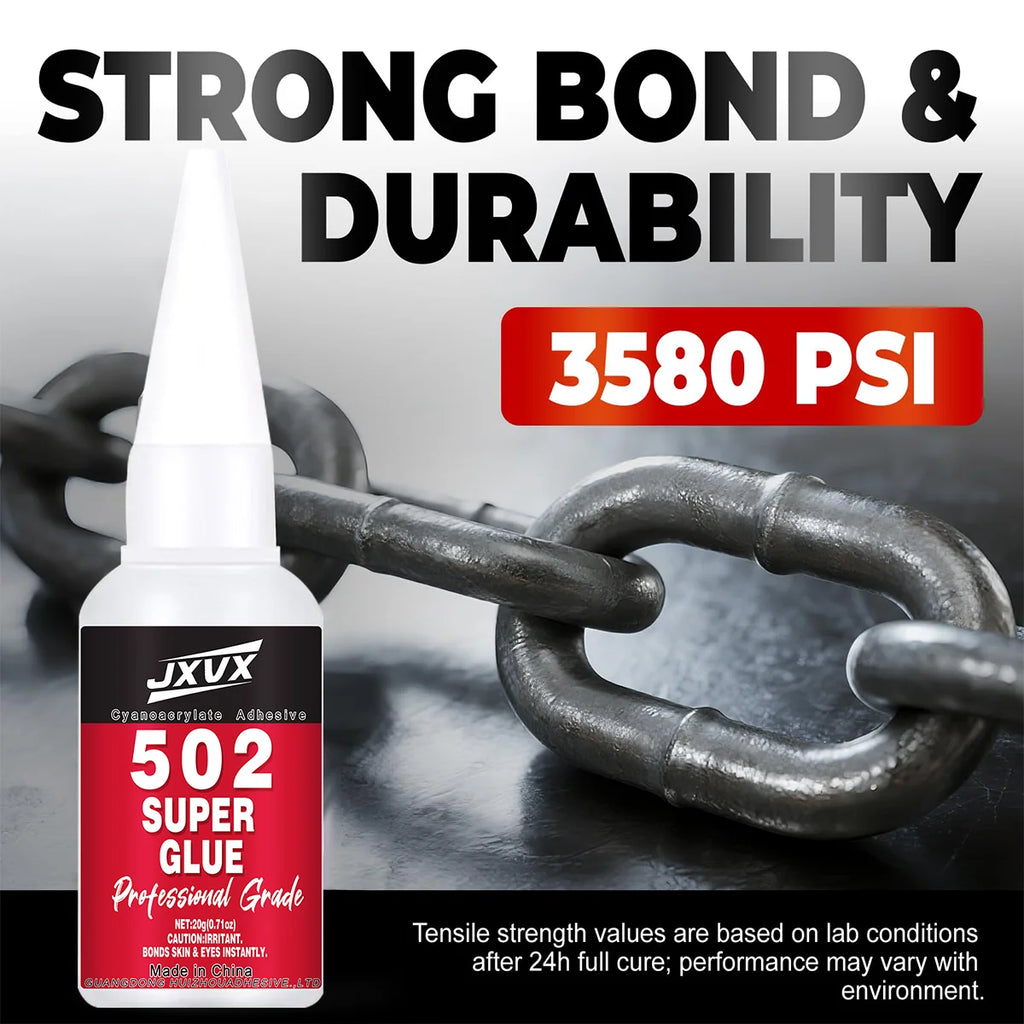 JXVX Super Metal Instant Adhesive 502,Waterproof Cyanoacrylate Glue 20g,5Sec Super Glue Strong Bond For Metal,Jewelry,Glass,Wood