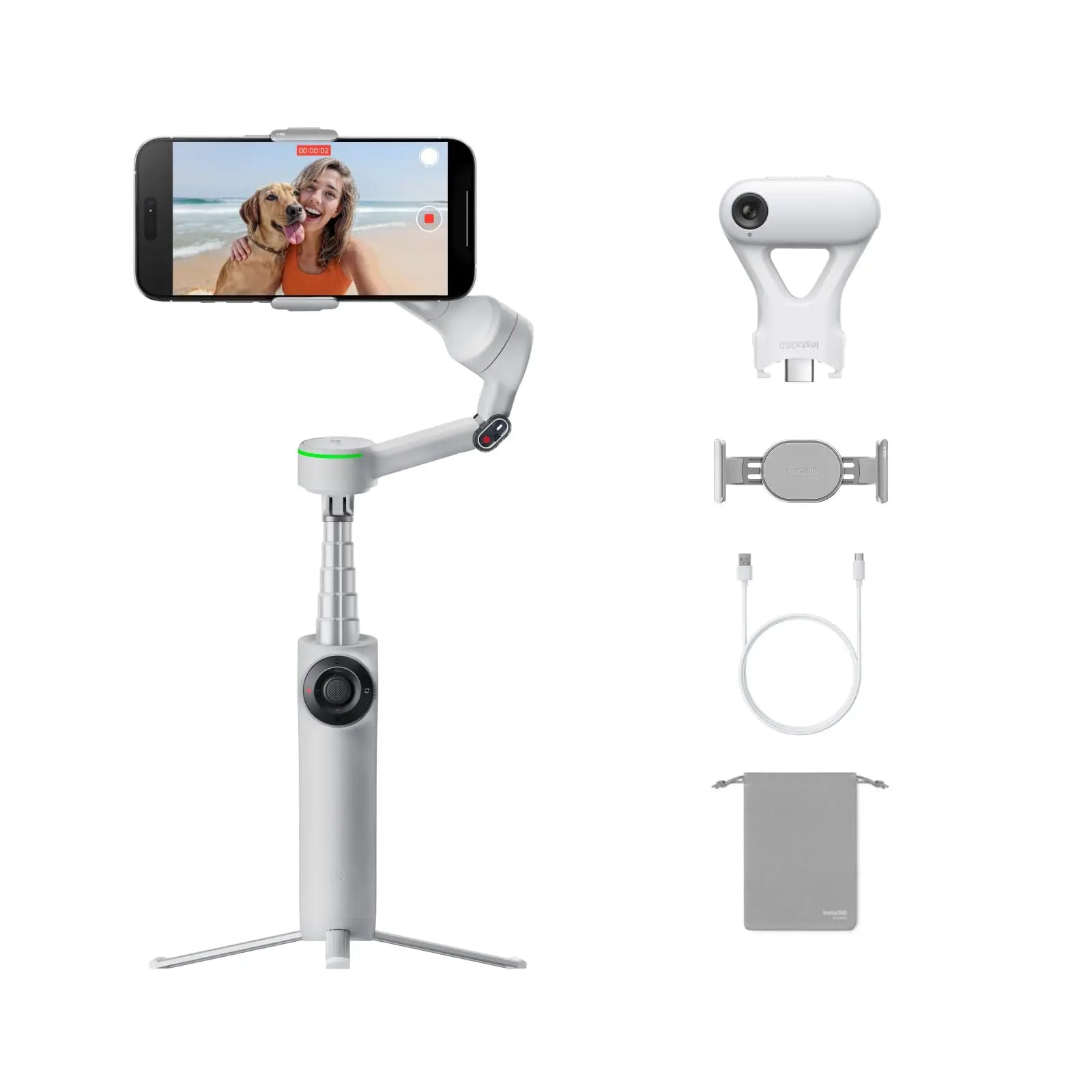 Insta360 Flow 2 Pro - Foldable AI Phone Gimbal, Tracked in 200+ Apps with Apple DockKit, Original，Multi-Person Tracking
