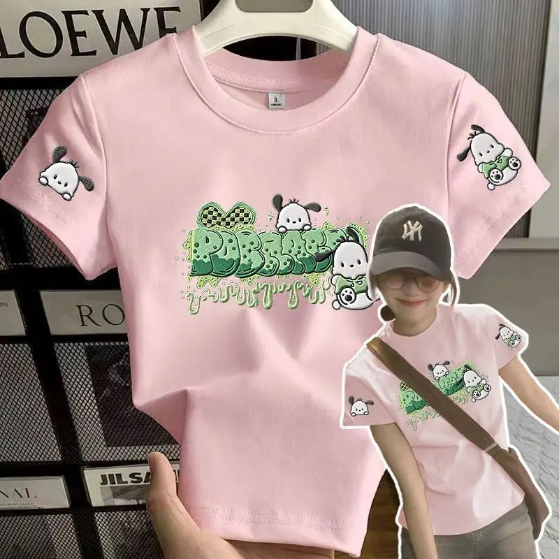 Summer Short-Sleeved Best-Selling Women's Clothing 2026 New Pochacco T-Shirt Tops Cartoon Print Versatile Half-Sleeved Fashion