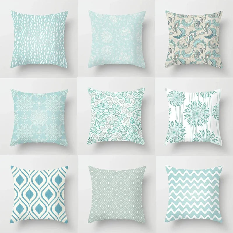 Mint green series Double-sided Printed pillow cover Short plush Suitable living rooms bedrooms sofas throw cushion cover