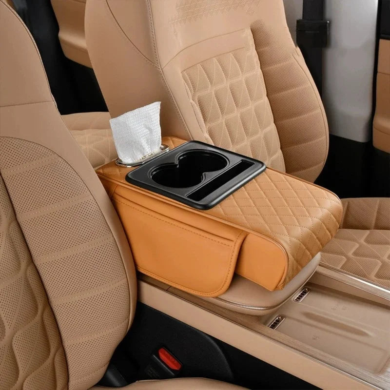 1PC Car armrest box pad, height pad, beverage cup holder, multifunctional storage, universal central armrest pillowcase