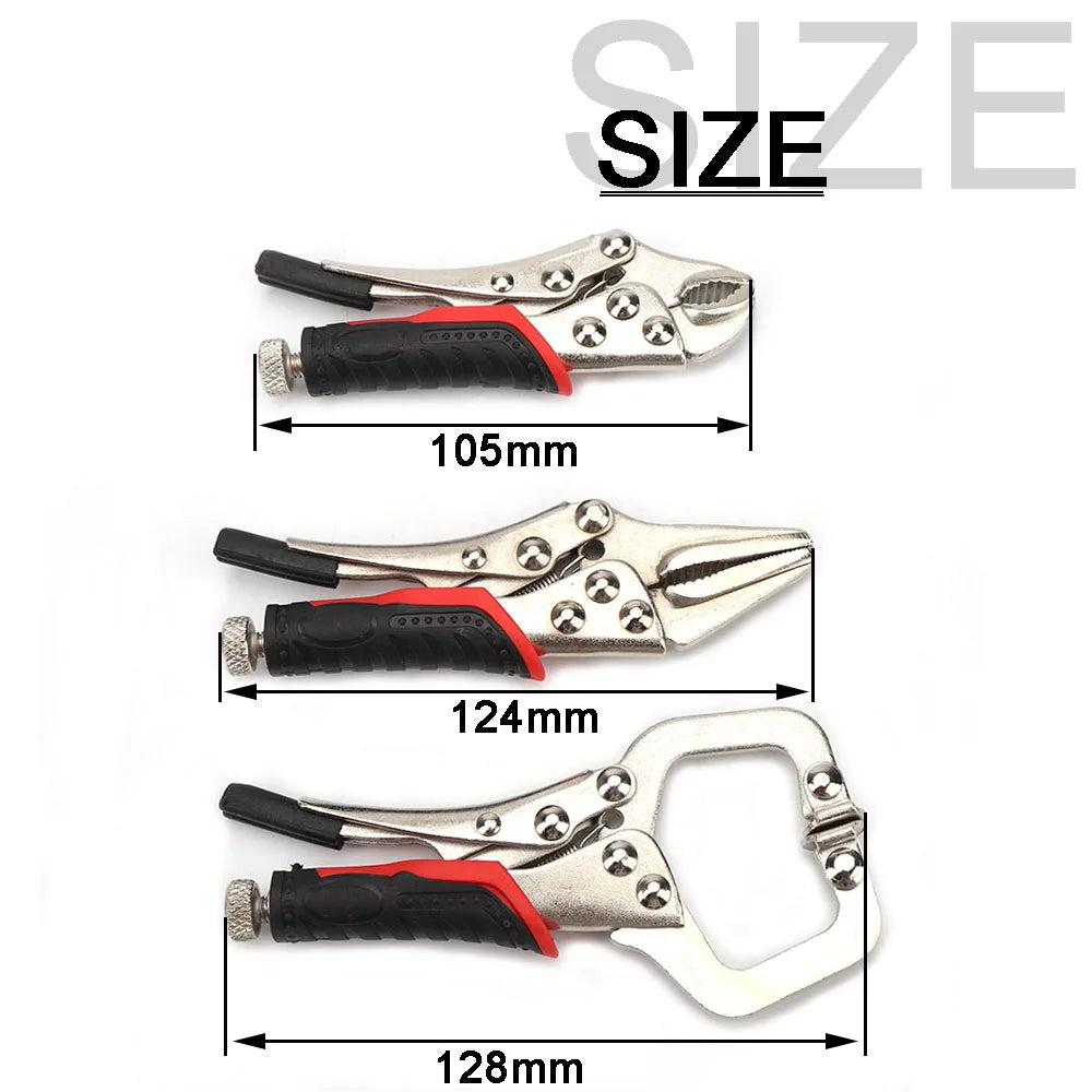 3Pcs Multifunctional Locking Pliers, Professional Carbon Steel  Durable Fixed Clamping Hand Tool For Woodworking and Welding
