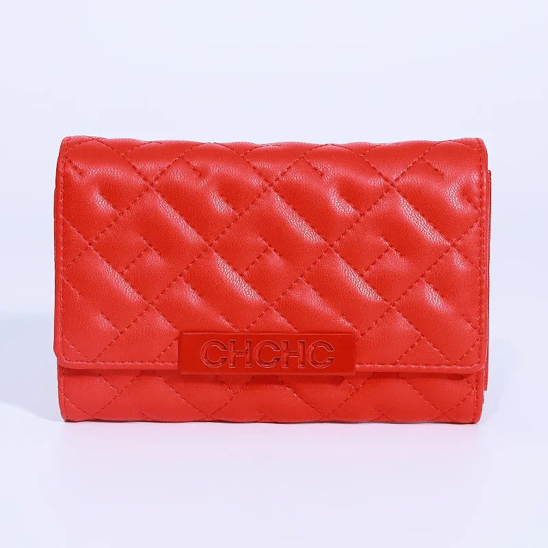 CH Quilted Leather Effect Flap Purse Fashionable Compact Wallet For Women Daily Commute Travel And Everyday Storage Needs