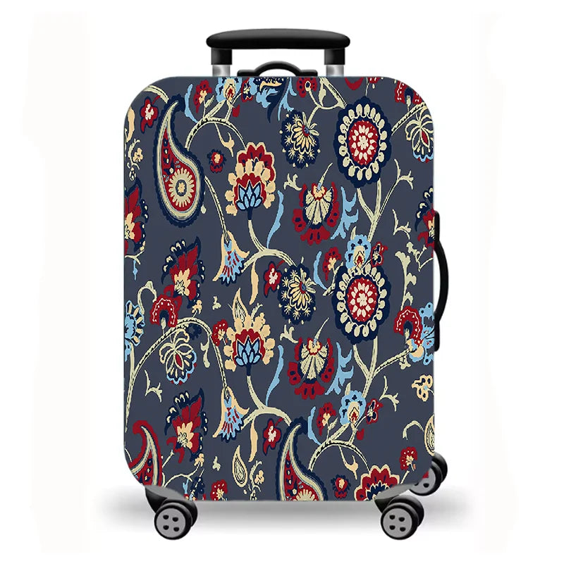 Luggage protective cover, retro printed elastic suitcase protective cover, retro floral pattern.