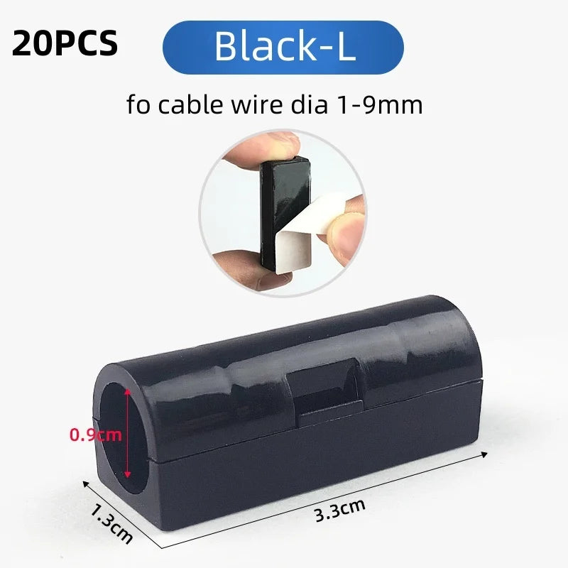 5/20pcs Cable Organizer Clip Snap Drop Wire Holder Cord Management Self-Adhesive Cable Fixed Clamp Office Wiring Accessory