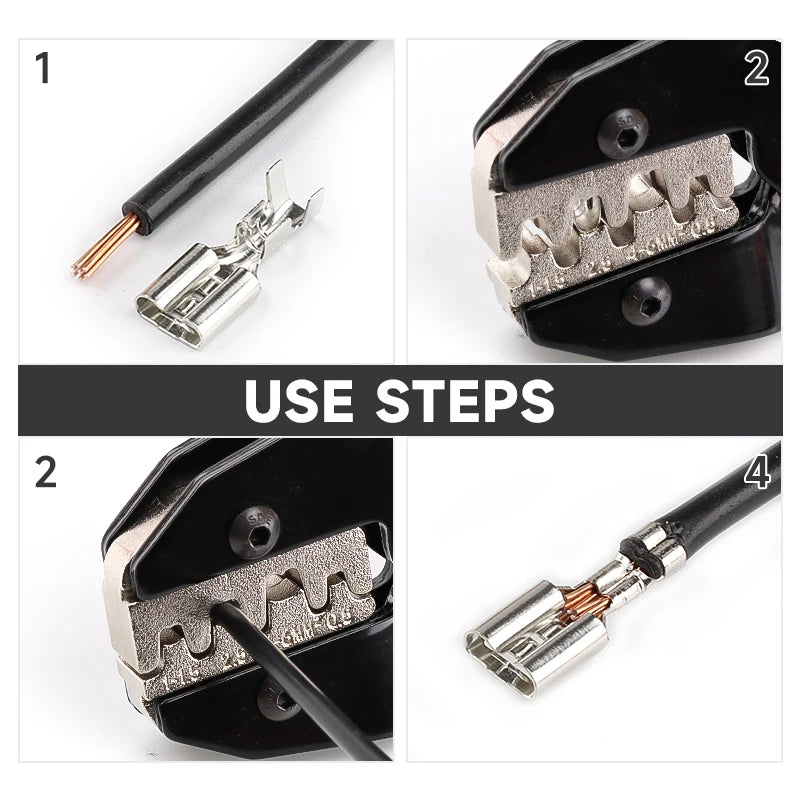 Crimping Tool for Non-Insulated Open Barrel Terminals HX-03B Ratcheting Pliers AWG 20-10 (0.5-6mm²) For 2.8/4.8/6.3 Connectors