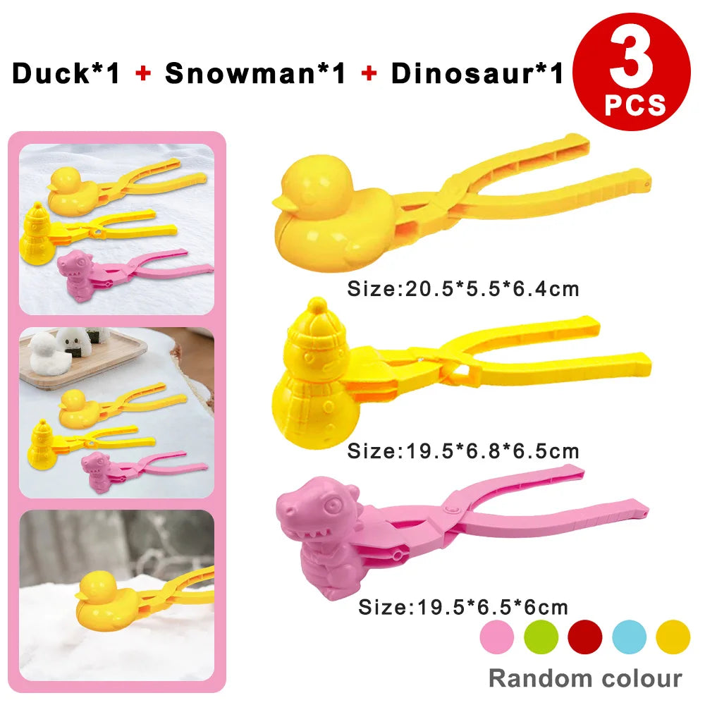 4pcs Cute Bear Duck Snowball Clip Snow Clay Ball Maker Creative Snowballs Mold Snow Shovel for Kids Outdoor Sports Snow Toys