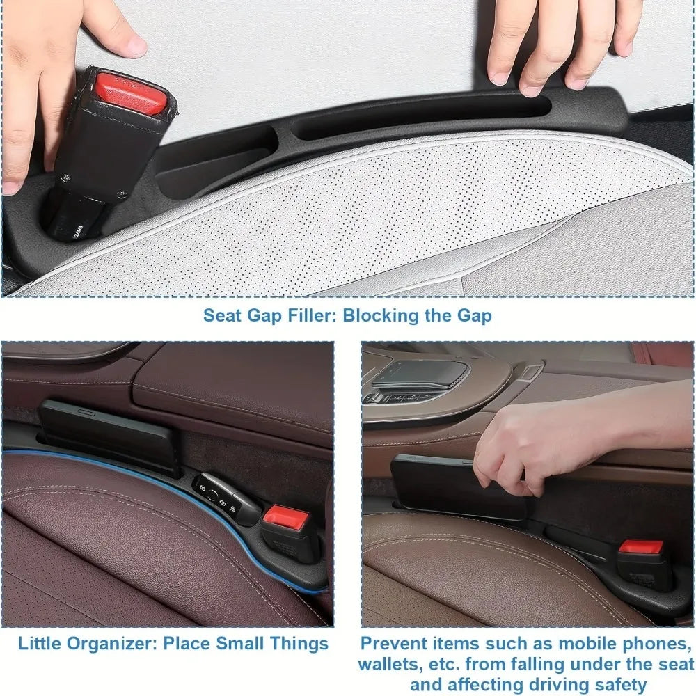 2Pcs Car Seat Gap Filler Organizer, PU Waterproof Seat Gap Plug Strip with 2 Grooves Design, For Auto Interior Gap Storage