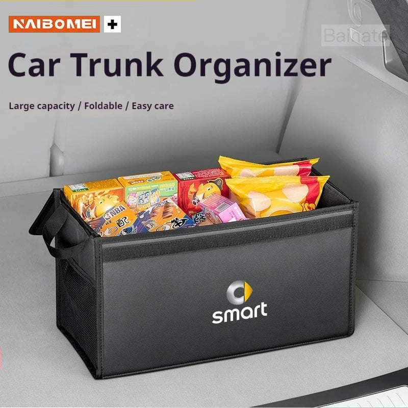 Car Trunk Foldable Storage Box For Smart 1 3 5 FORTWO FORFOUR 451 453, Multi-Functional Folding Storage Auto Storage Accessories