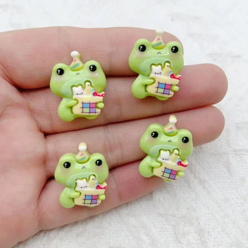 10pcs Cartoon Frog Set Resin DIY Jewelry Accessories Phone Case Water Cup Refrigerator Patch Hair Clip Hair Accessories Material