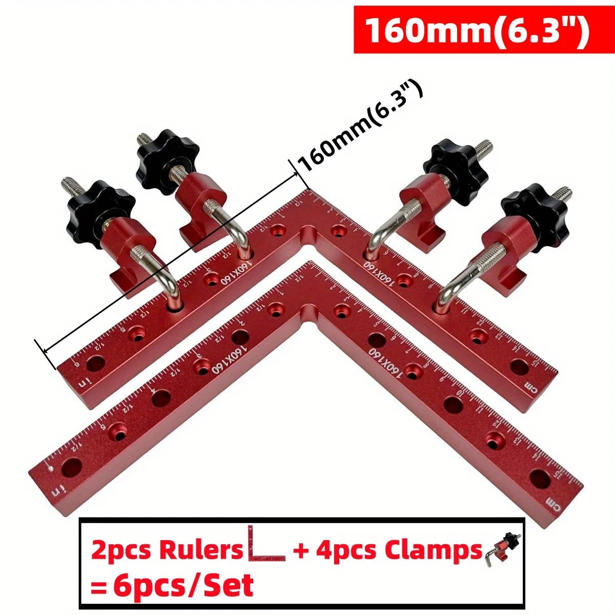 3/6pcs 90 Degree Positioning Squares Right Angle Clamps - Aluminum Alloy Carpenter Corner Clamping Square Tool