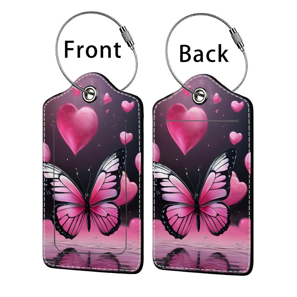 HOT SALE Tyrant butterfly Leather Business Luggage Tag Suitcase Address Label Luggage Boarding Case Label Name ID Address Clip