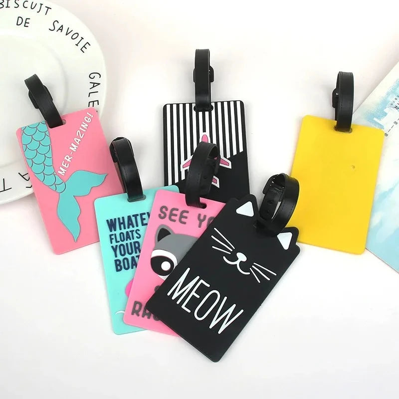 Luggage Tags Travel Suitcases Tag Cartoon Cute Luggage Tag Silicone Creative Id Name Labels Travel Tags Travel Accessories