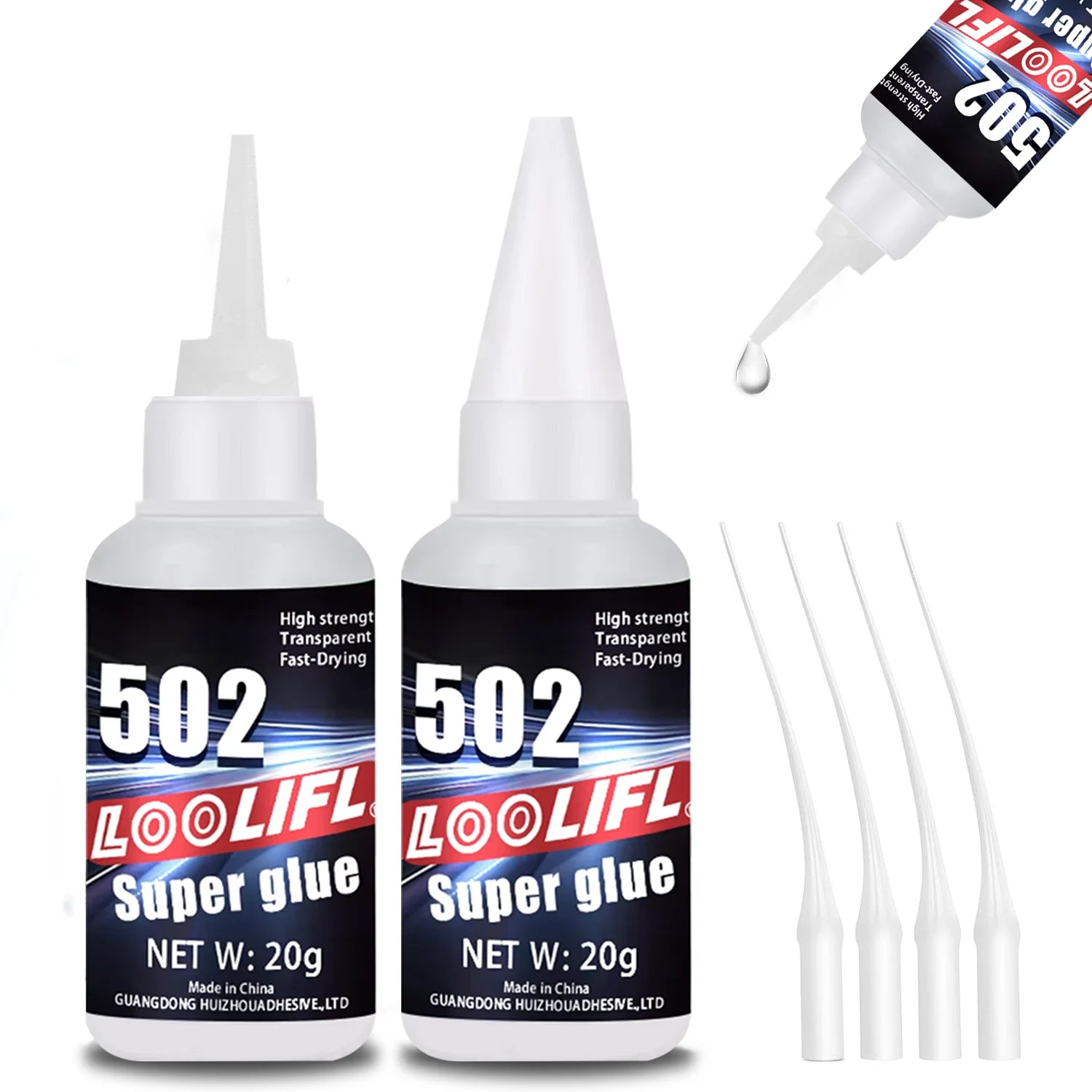 502 Super Glue 20g Fast-Drying Adhesive, Waterproof Instant Glue for Plastic, Wood, Metal, Rubber,DIY Repair with Precision Tips