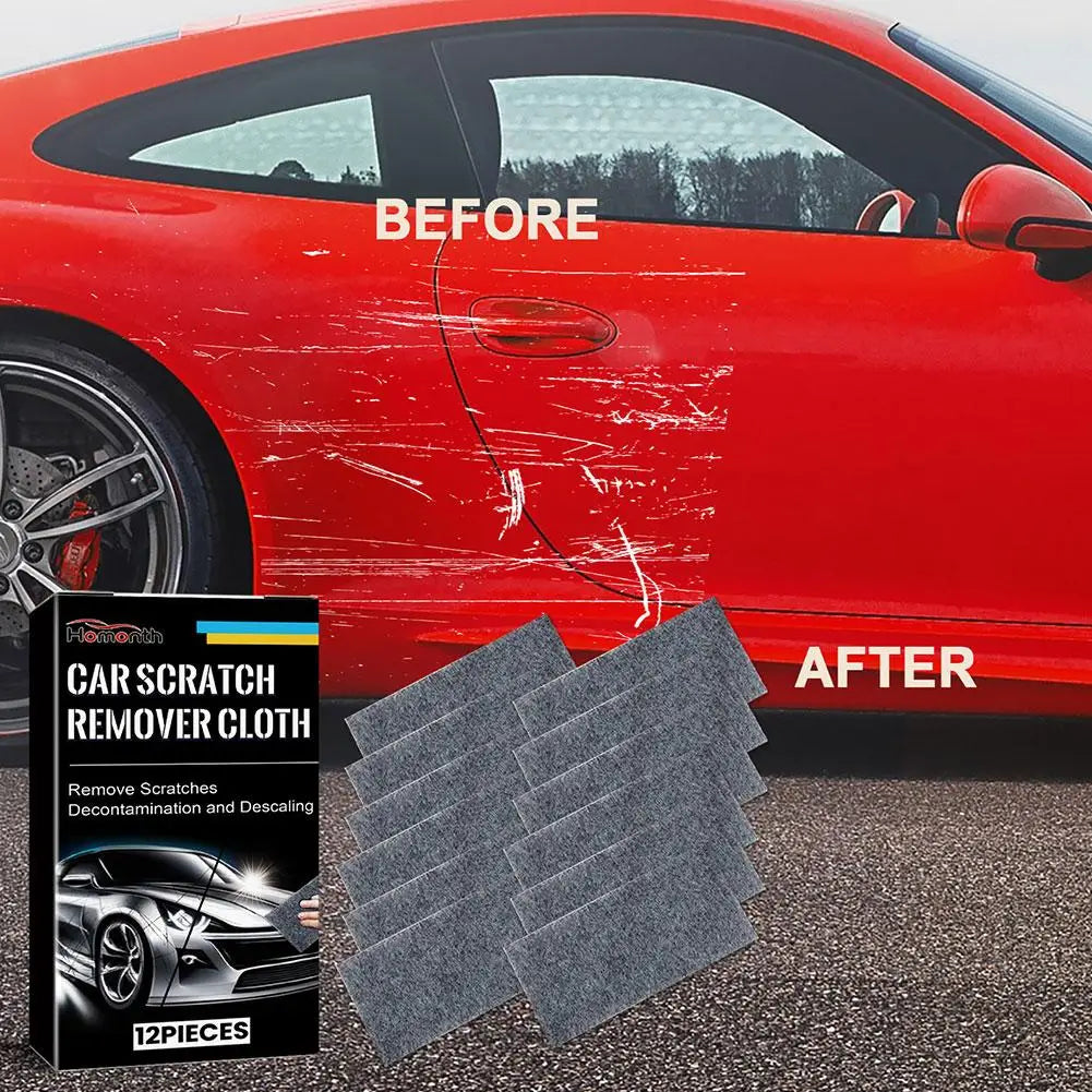 12Pcs Car Scratch Wiping Cloth Nano Flash Fabric Car Scratches Water Stain Cleaning Scratch Care Car Maintenance