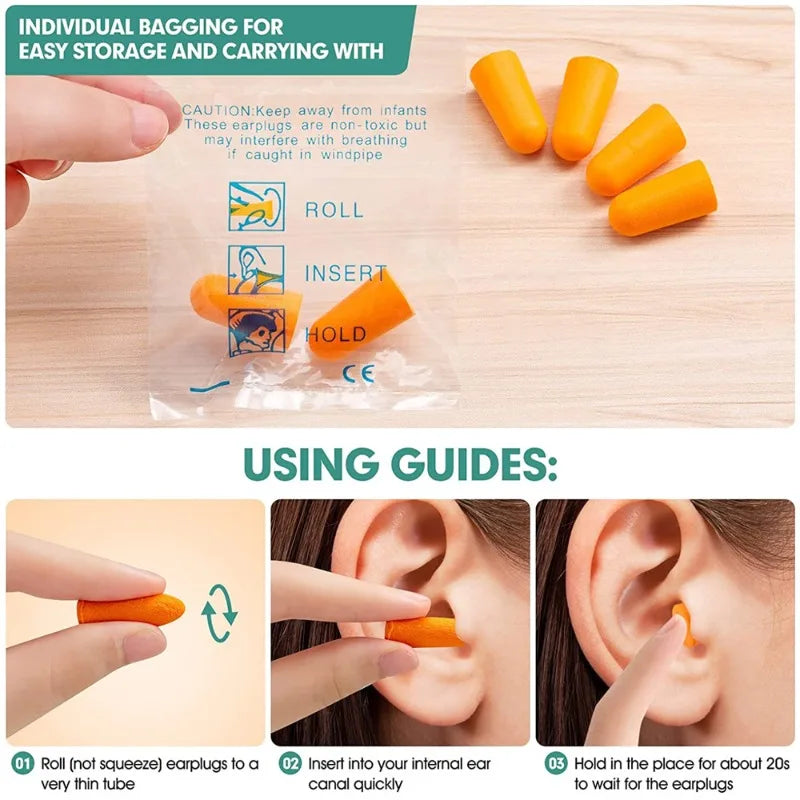 10 Pairs Orange Foam Ear Plugs Highest Protection Soft & Comfortable Noise Canceling Earplugs for Sleeping, Work, Snoring