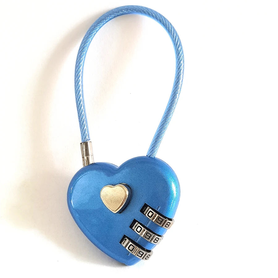 3 Digits Lock Multifunctional Smart Heart Lock Zinc Alloy Suitcase Luggage Bag Password Key Anti-theft Lock with Long Keychains
