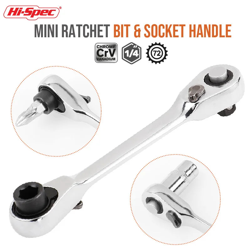Mini 1/4 inch Double Ended Quick Socket Ratchet Wrench Socket Screwdriver Bit Driver Quick Release Ratchet Wrench Hand Tools