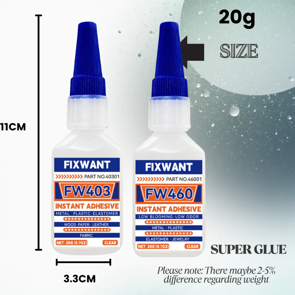 Low Blooming Instant Adhesive 20g - Low Odor Clear Non-Whitening Super Glue for Acrylic, Glass, Transparent Plastic & Jewelry