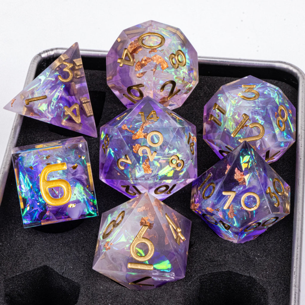 DnD Handmade Resin Dice, Polyhedral Dice Set for Dungeons and Dragons, D and D Dice, Sharp Edged Resin D&D Dice, D20 Dice