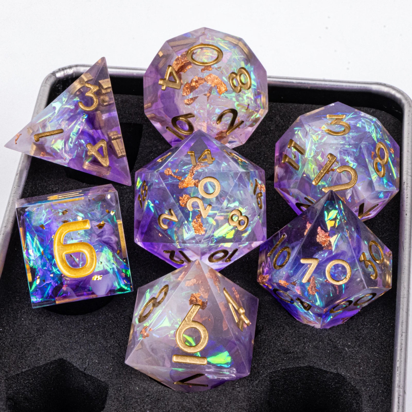 DnD Handmade Resin Dice, Polyhedral Dice Set for Dungeons and Dragons, D and D Dice, Sharp Edged Resin D&D Dice, D20 Dice