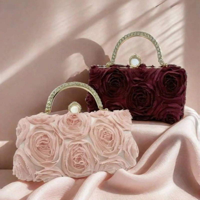 Sweet Flower Tote Evening Bag Dress Shoulder Crossbody Bag Box Bag Perfect For Party, Wedding, Prom, Dinner/Banquet, Matching With Wedding Dress,Formal Dresses, Prom Dress, Birthday Dress ,Perfect Gifts For Women,The Perfect