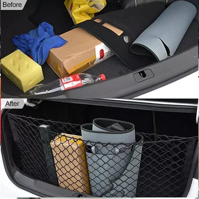 70x70 / 90x40 / 110 x 40 CM Universal Car Trunk Rear Storage Cargo Luggage Nylon Elastic Mesh Holder Stretchable Travel Pocket