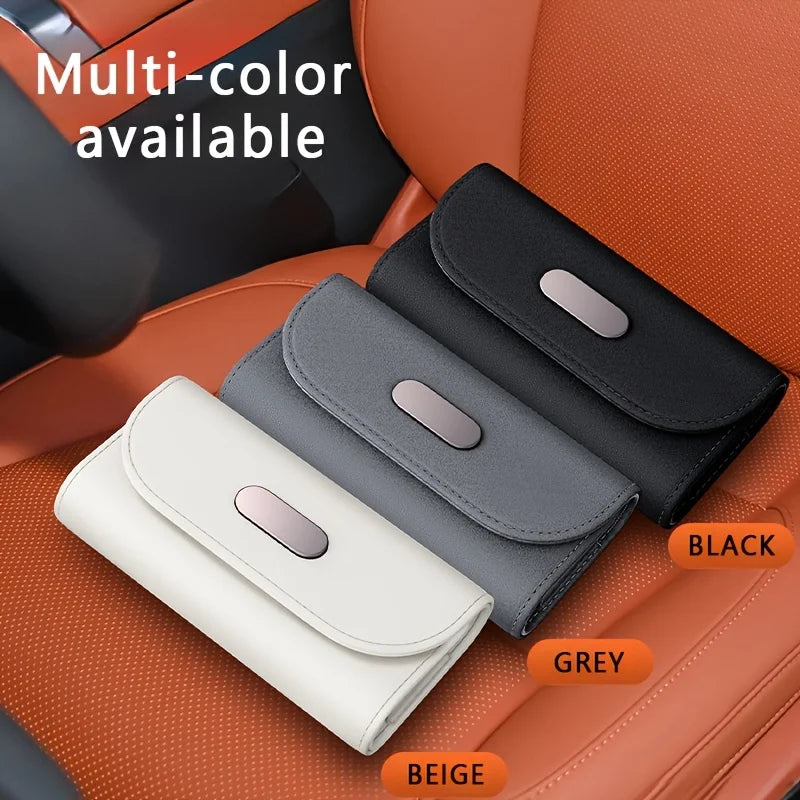 Lcars Car Sun Visor Glasses Case, Universal Pu Leather Glasses Holder Storage Box, Magnetic Closure Design, Suitable for Cars and Vehicles - Fits Most Car Models, Easy to Install