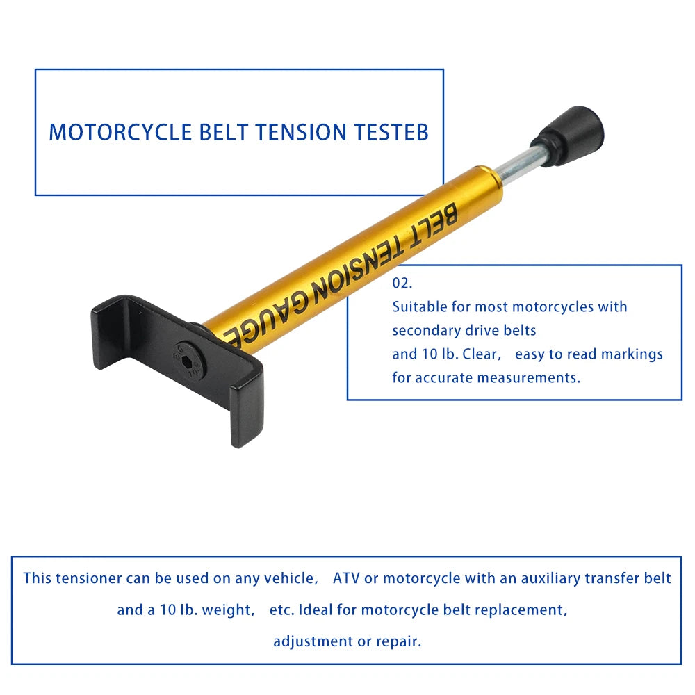 Belt Tension Gauge, Motorcycle Belt Tensioner Tool Fit for 10 Lbs Belt Drive Models Replacement Adjustment Wheel Service