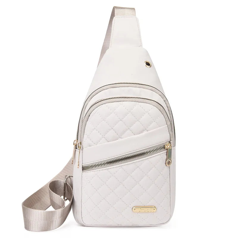 Solid Color Quilted Fanny Pack Casual Large Capacity Zipper Chest Belt Bum Bag Adjustable Sling Bag for Daily Use Lightweight