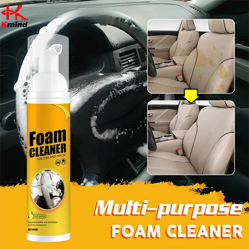 KMIND Car Interior Foam Cleaner 60ml/150ml Multi-Purpose All-in-One Cleaner for Leather Seats, Upholstery, Dashboard & Carpet