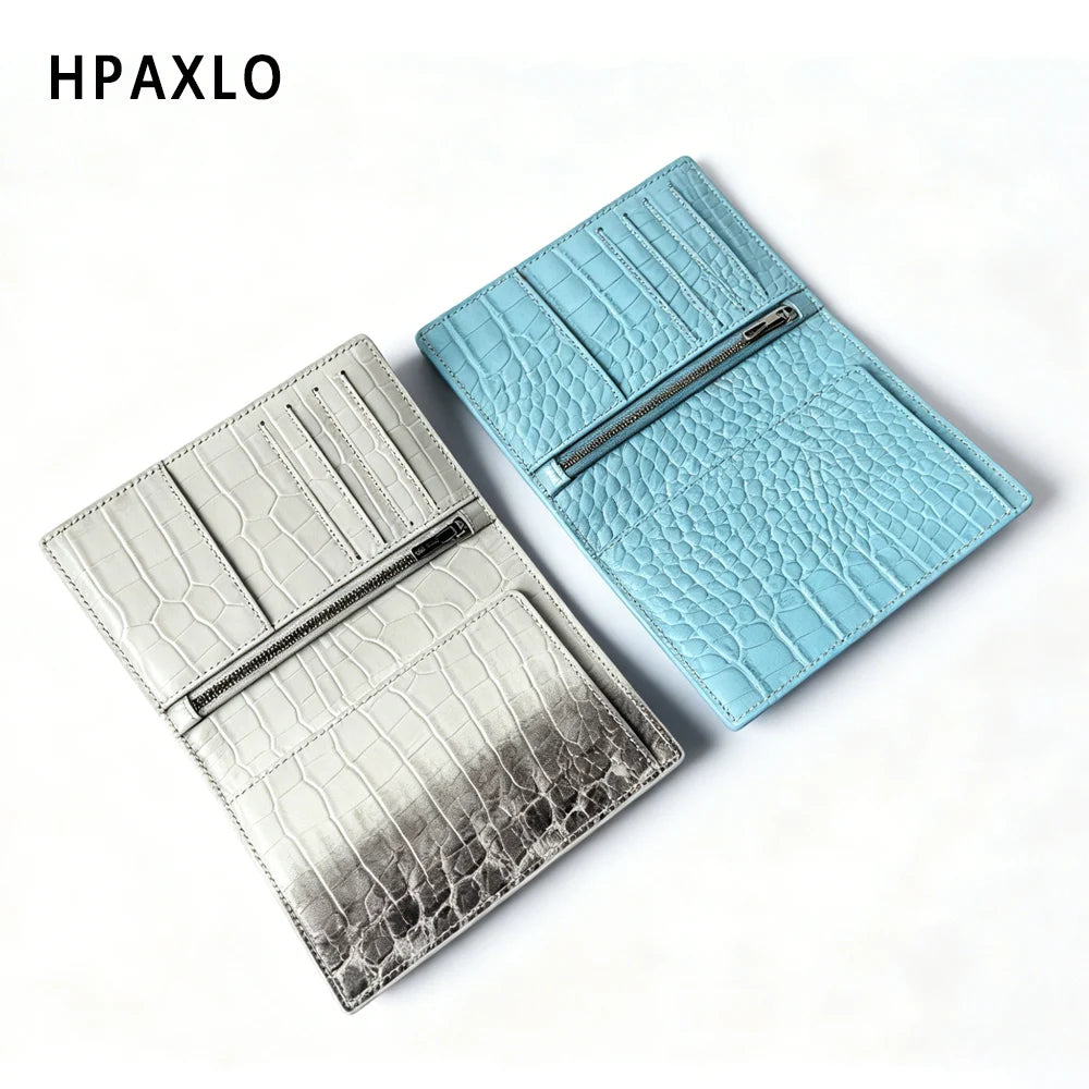 Genuine For Crocodile Embossed Leather Passport Holder Travel Wallet RFID Blocking Himalayan Style Luxury New Passport Holder