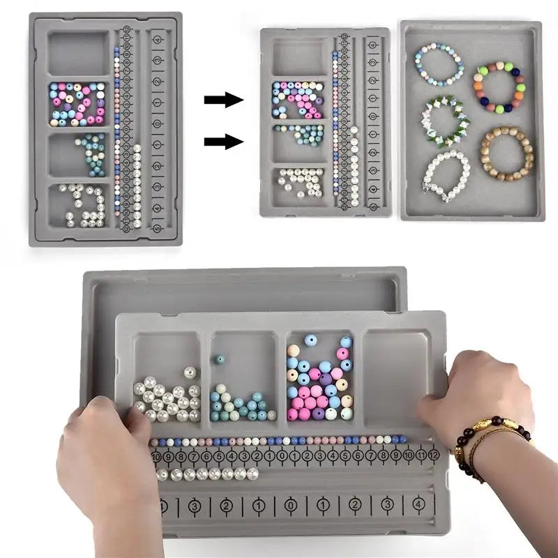 Flocked Bead Board Bracelet Necklace Beading Organizer DIY Jewelry Making Tools Accessories WorkBenches Size Measuring Tool Tray