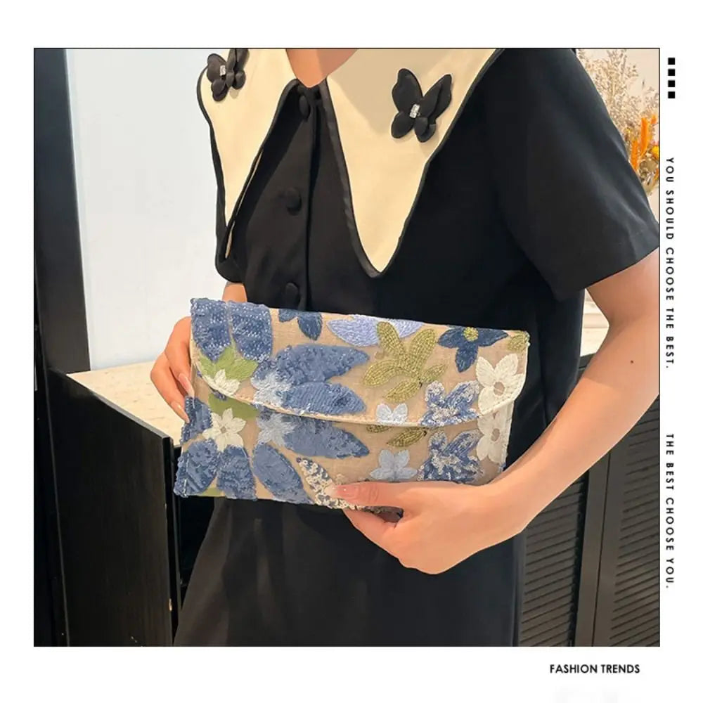 Stylish Sequin Evening Clutch Bags Beaded Elegant Party Purses Glitter Exquisite Floral Embroidery Bags Special Occasions