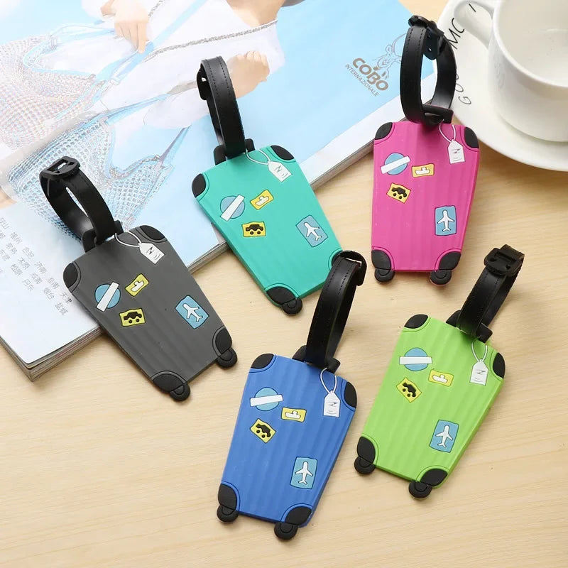 Women Men Label Suitcase Tags ID Address Holder Baggage Boarding Travel Accessories Creative Aircraft PU Leather Luggage Tags