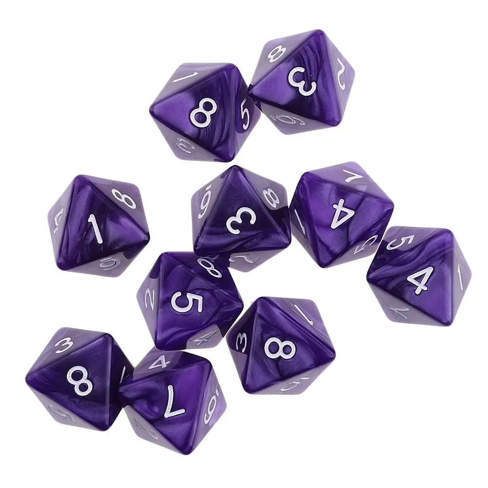 10Pcs/set D8 16mm Digital Dice Set 8 Sided Acrylic Table Game Opaque Polyhedral Dices for DND Dice Tabletop Role-Playing Game