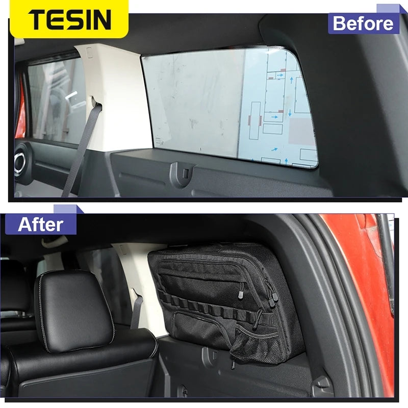 TESIN Car Rear Window Glass Storage Bag Organizers for Dodge Nitro 2007-2012 Stowing Tidying Trunk Side Bag Interior Accessories