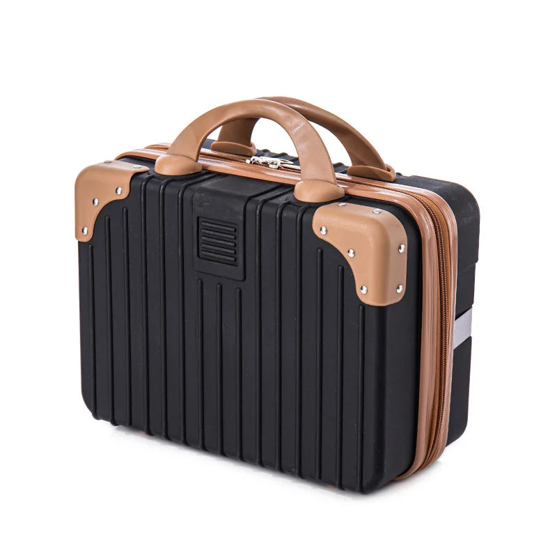 Portable Mini Luggage for Women, Lightweight Cosmetic Bag, Carry-on Travel Case with Lock