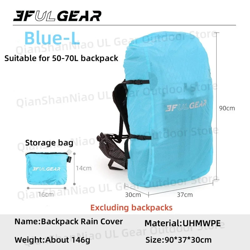 3F UL Gear UHMWPE Rain Cover For Backpack Outdoor Ultralight Hiking Waterproof Trekking Rainproof 20-85L Backpack Cover