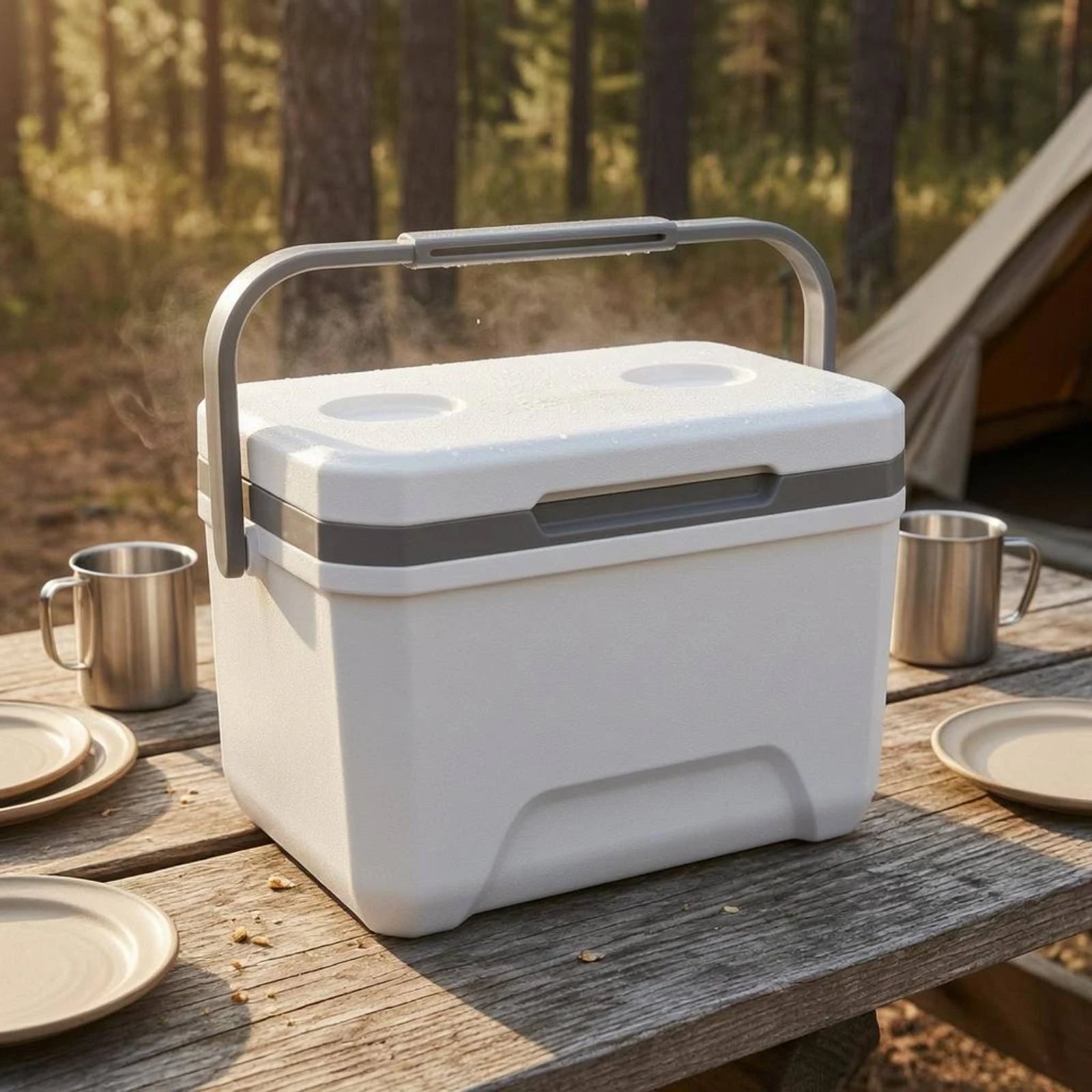Insulated Cooler Box Rigid Portable Cooler Box Insulated Ice Chest Two-Tone Outdoor Gear Food Grade for Camping