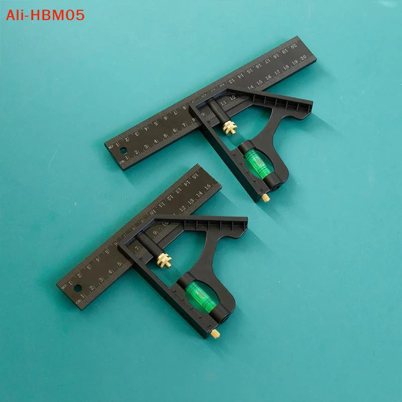 (HB05)15/20/25CM Adjustable Combination Right Angle Ruler 45/90 Degree With Bubble Level Gauge Multifunctional Measuring Tools