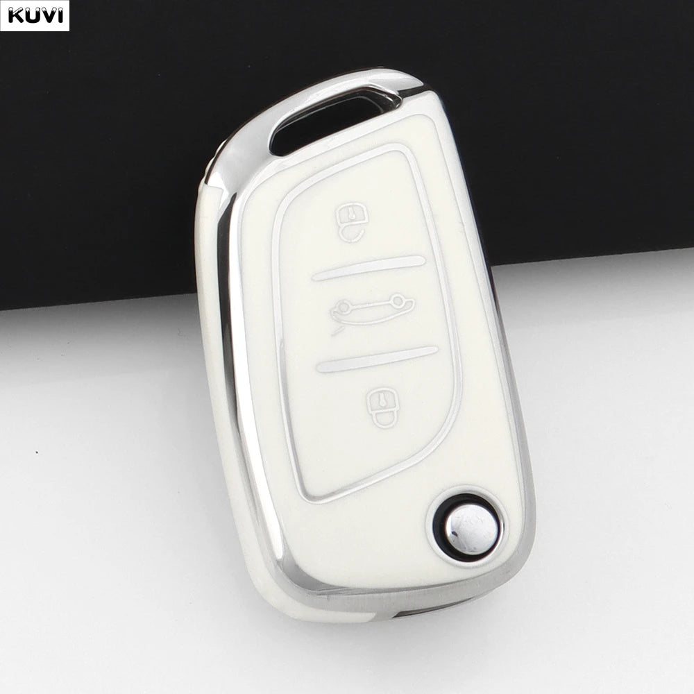 Fashion TPU Car Flip Key Case Cover Shell For Citroen C1 C2 C3 C4 C5 XSARA PICA For Peugeot 306 407 807 For DS DS3 DS4 DS5 DS6