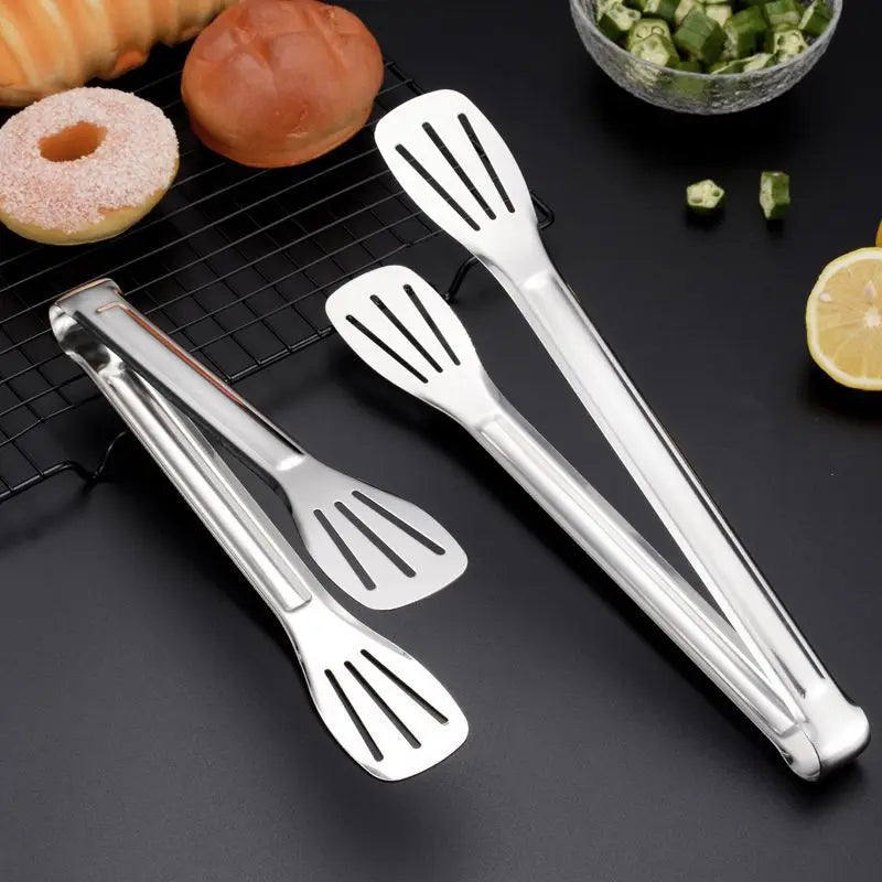 1pc NonSlip Stainless Steel Food Tongs Meat Salad Steak Bread Clip Barbecue Grill Buffet Clamp Cooking Tools Kitchen Accessories