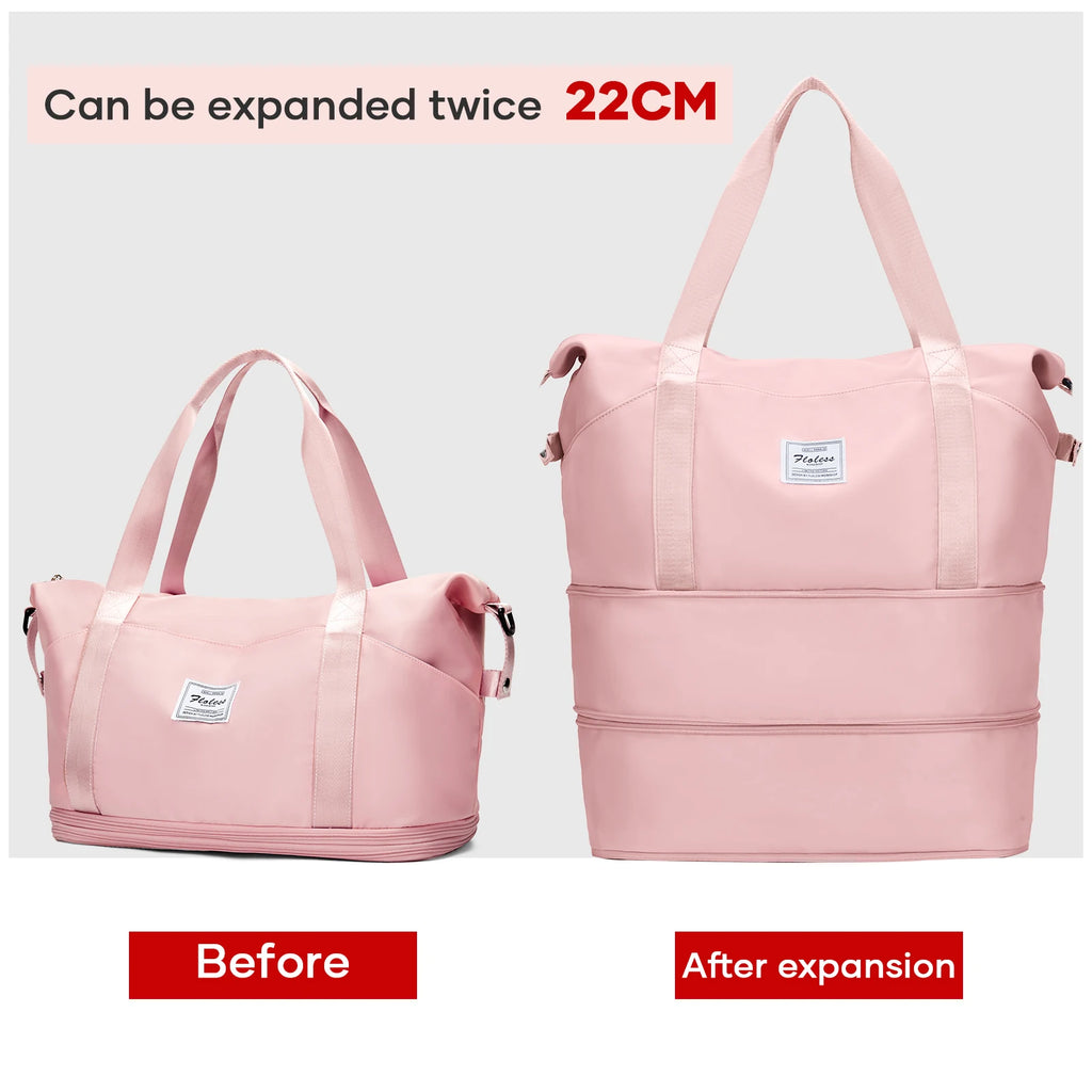 Expandable Large Capacity Travel Bag, Triple Layer Folding Travel Bag Multifunctional Storage Luggage Bag for Clothing, Handbag