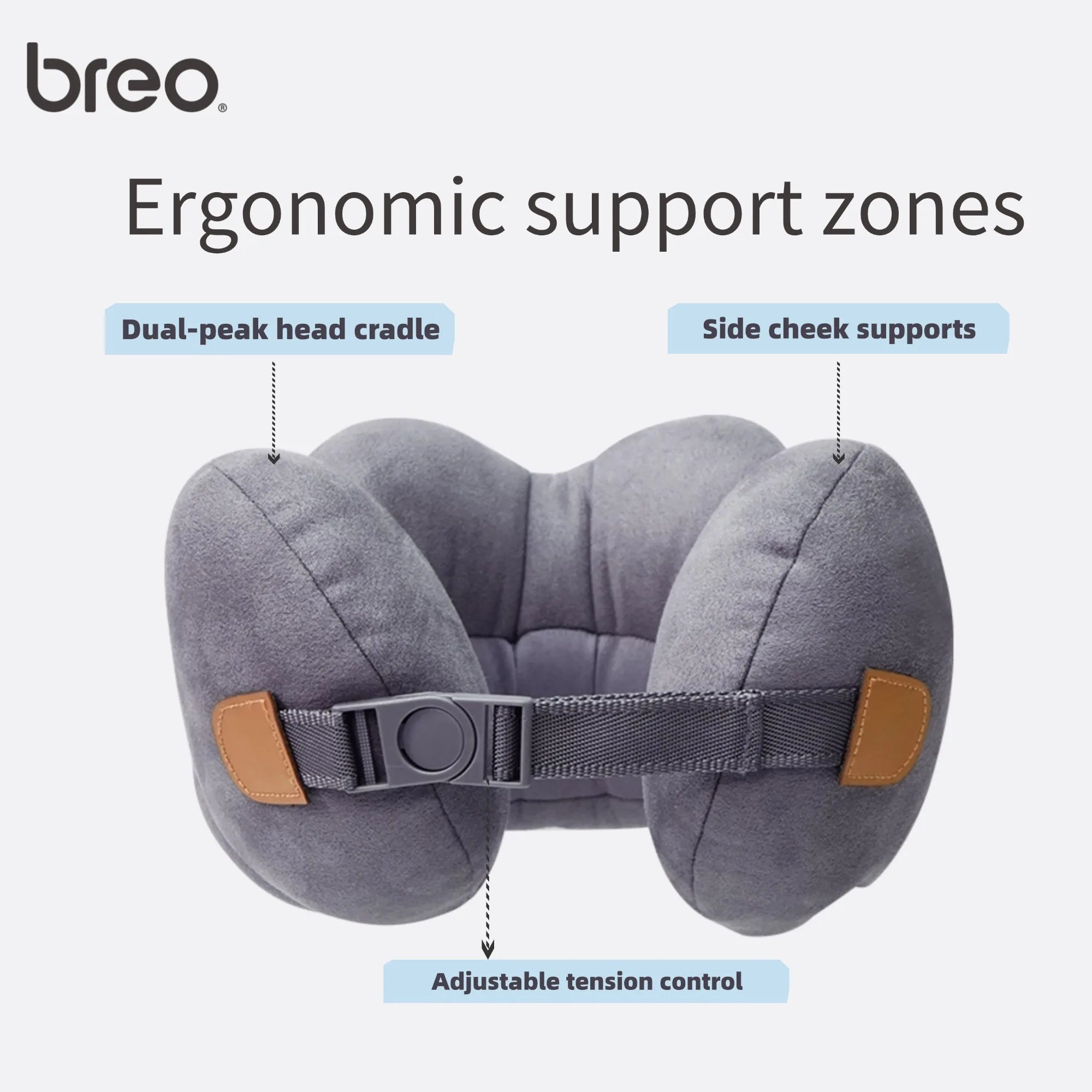 Breo Memory Foam Neck Pillow Cervical Spine U-Shaped Pillow Travel Aircraft  Sleeping Camping Offiice