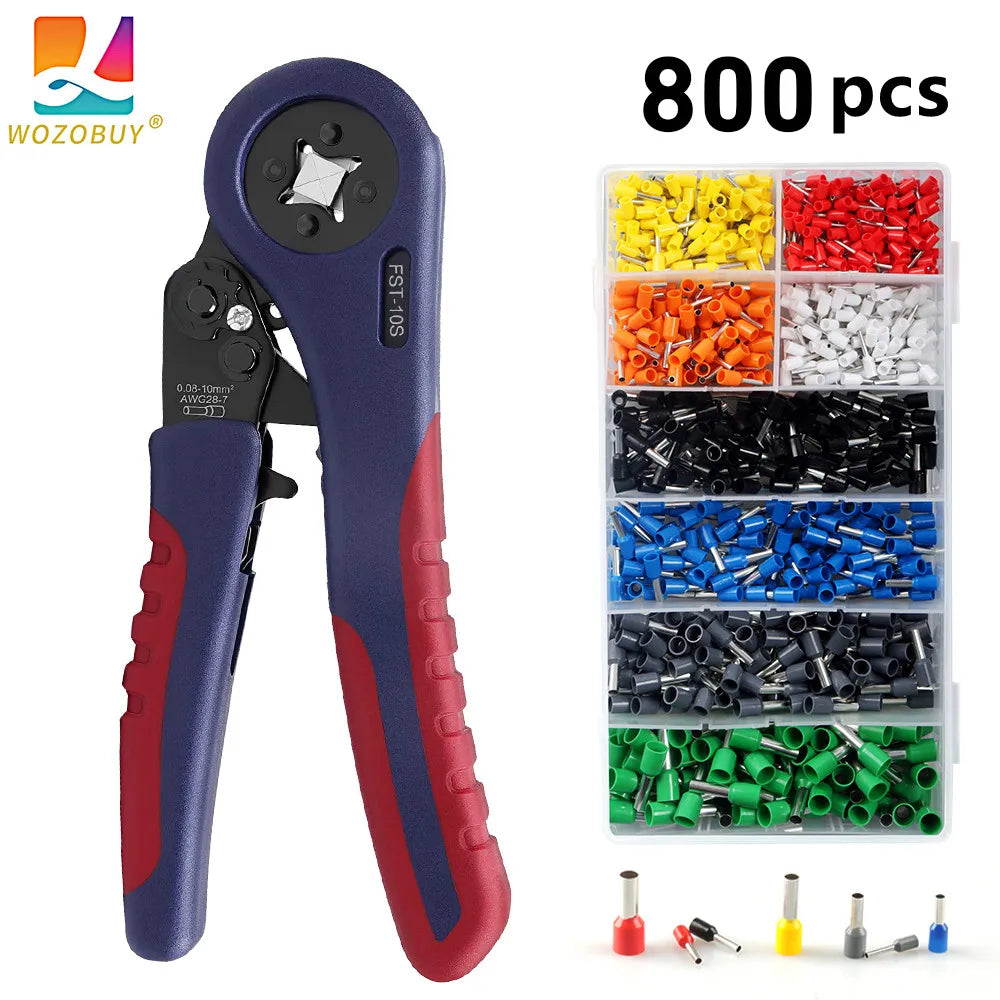 WOZOBUY Tubular Terminals Crimping Tools FST-10S 0.08mm-10mm²  28-7AWG & FST 6-6 0.08-6mm²  28-10AWG Crimp Pliers Crimper Sets