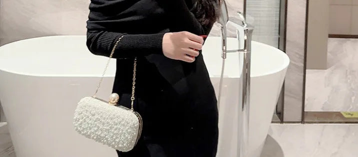 Luxury Wedding Evening Dress Bag Chain Shoulder Bag Women's Pearl Wallet Women's Party Handbag Fashion Designer Brand Purse