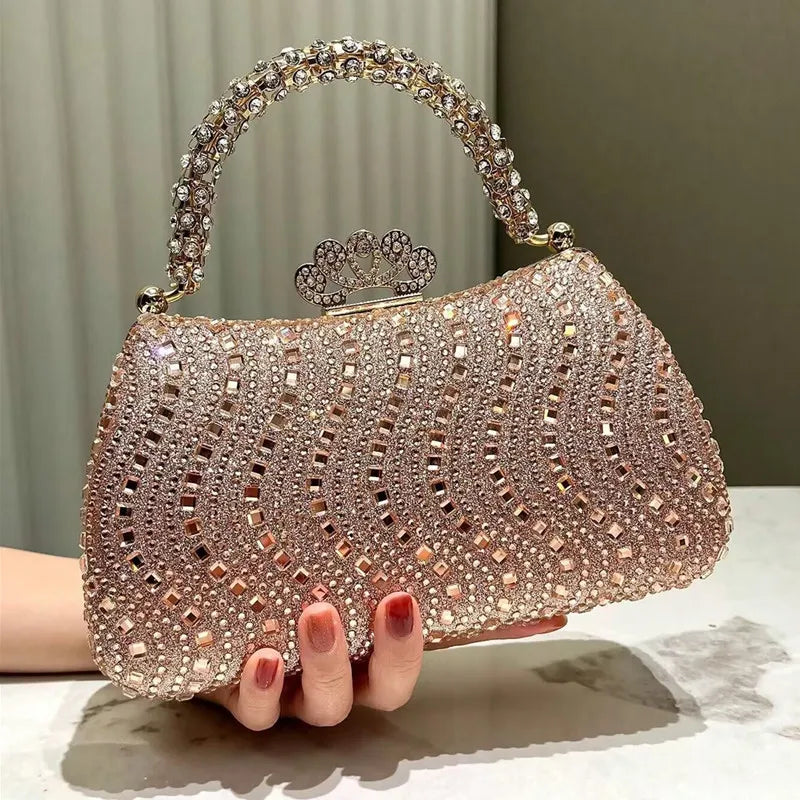 2025 Luxury Full Diamonds Evening Clutch Bag New Fashion Rhinestone Design High End Party Handbags Lady Trendy Shoulder Bag