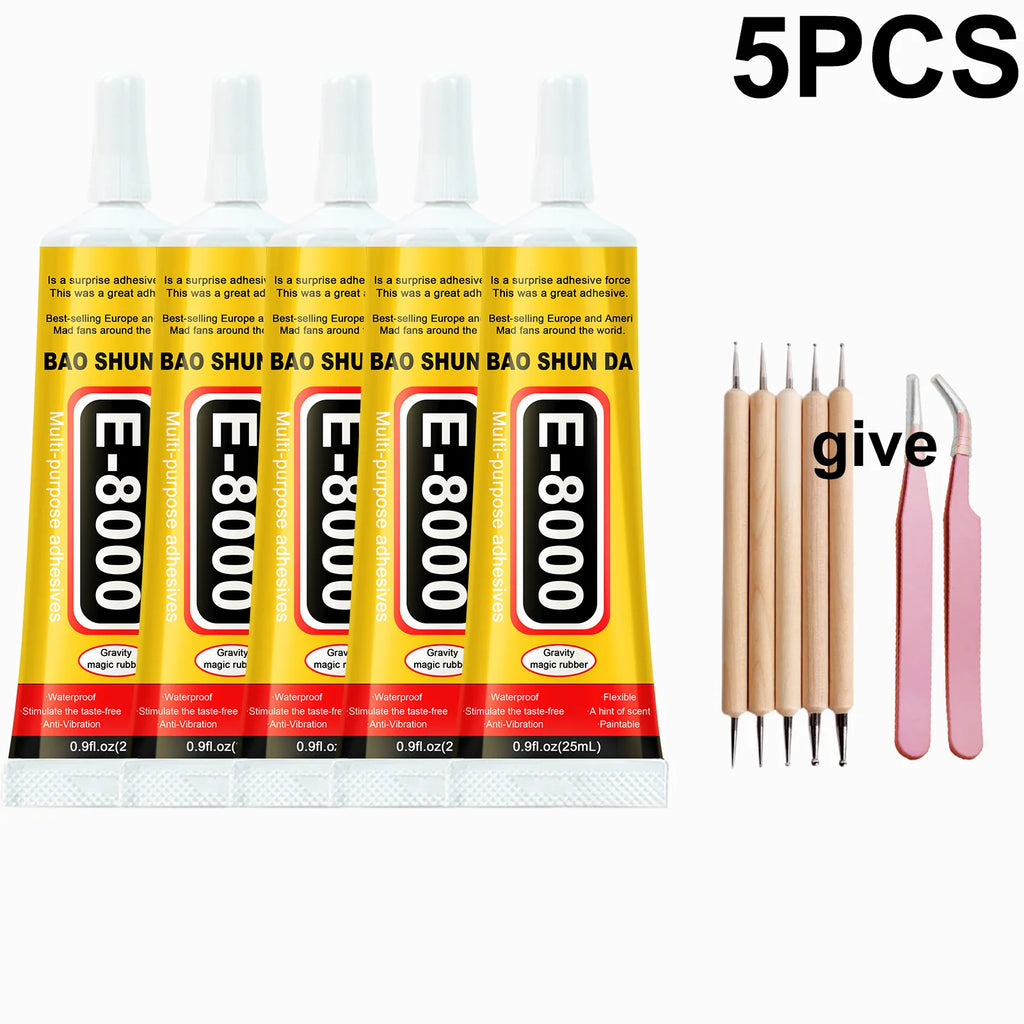 E8000 Glue 15ml 25ml 50ml 110ml Strong Multipurpose Adhesive DIY Jewelry Mobile Screen Repair Waterproof Transparent Metal Glass Plastic